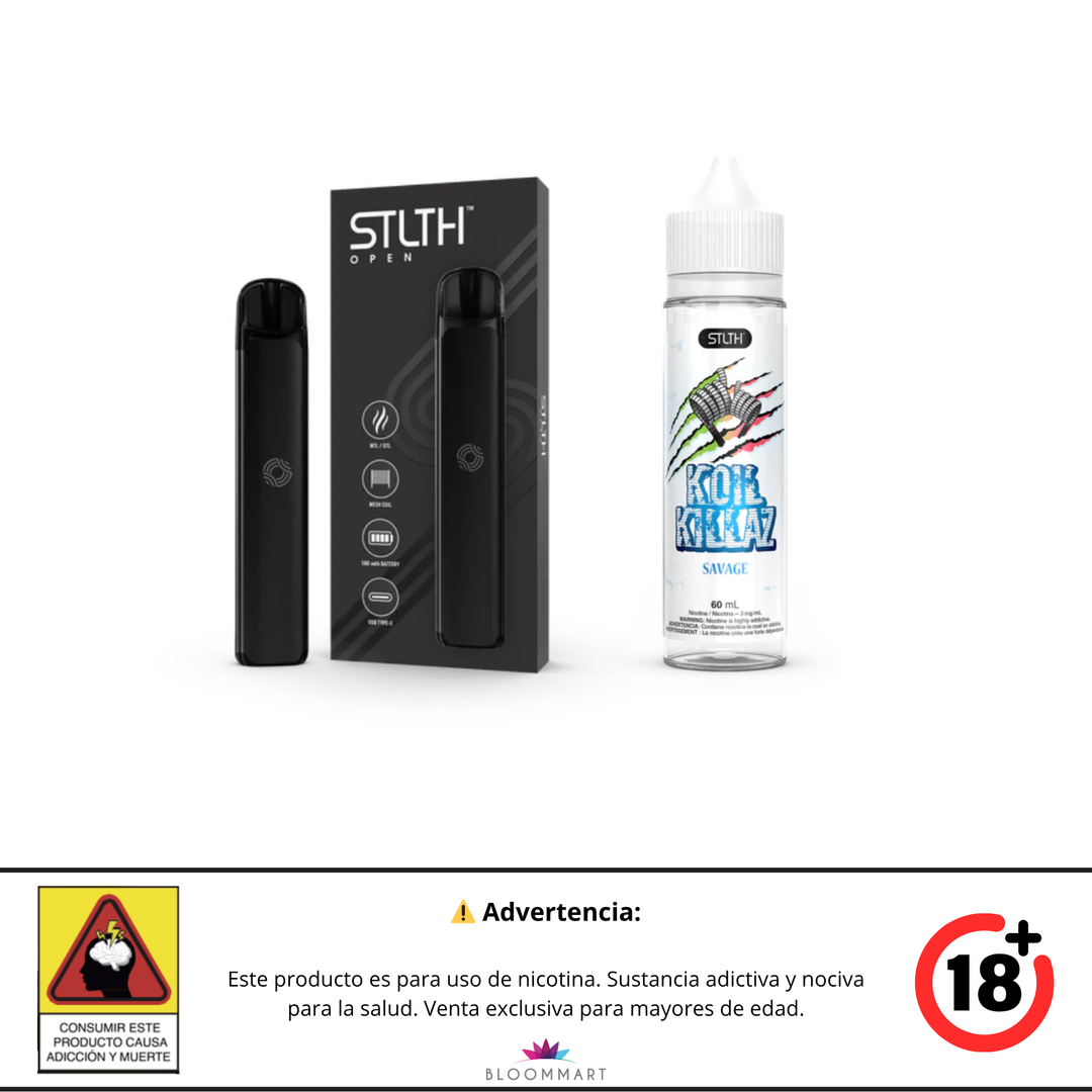 KIT STLTH VAPE OPEN + E-LIQUID KOIL KILLAZ