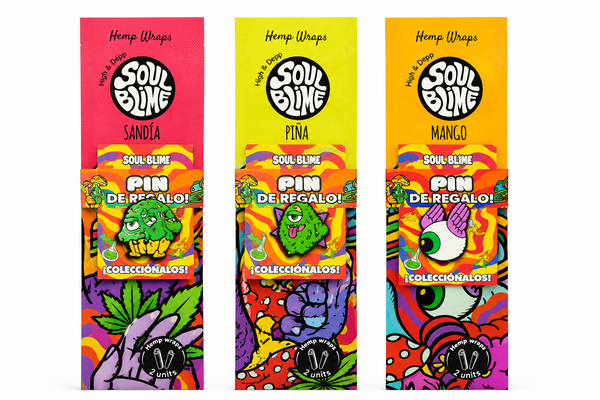 Trío de hemp wraps Soulblime con los sabores Piña, Mango y Sandía