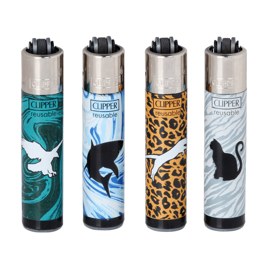 Encendedores coleccionables Clipper CP22 Micro Silhouettes 3 con cuatro siluetas de animales
