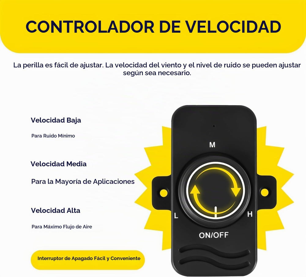 Controlador de velocidad del extractor Simple Deluxe con referencias baja media y alta