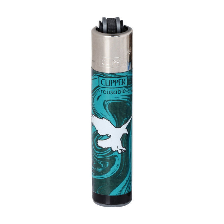 Encendedor de colección Clipper CP22 turquesa con silueta de ave