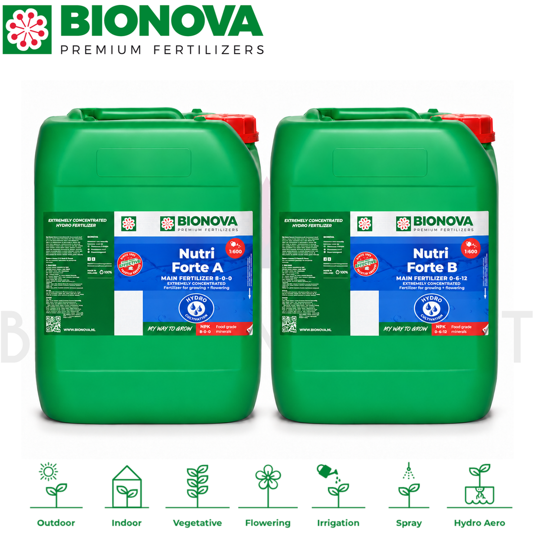 Bionova Nutri Forte A+B 20 litros – bidones de fertilizante hidropónico concentrado