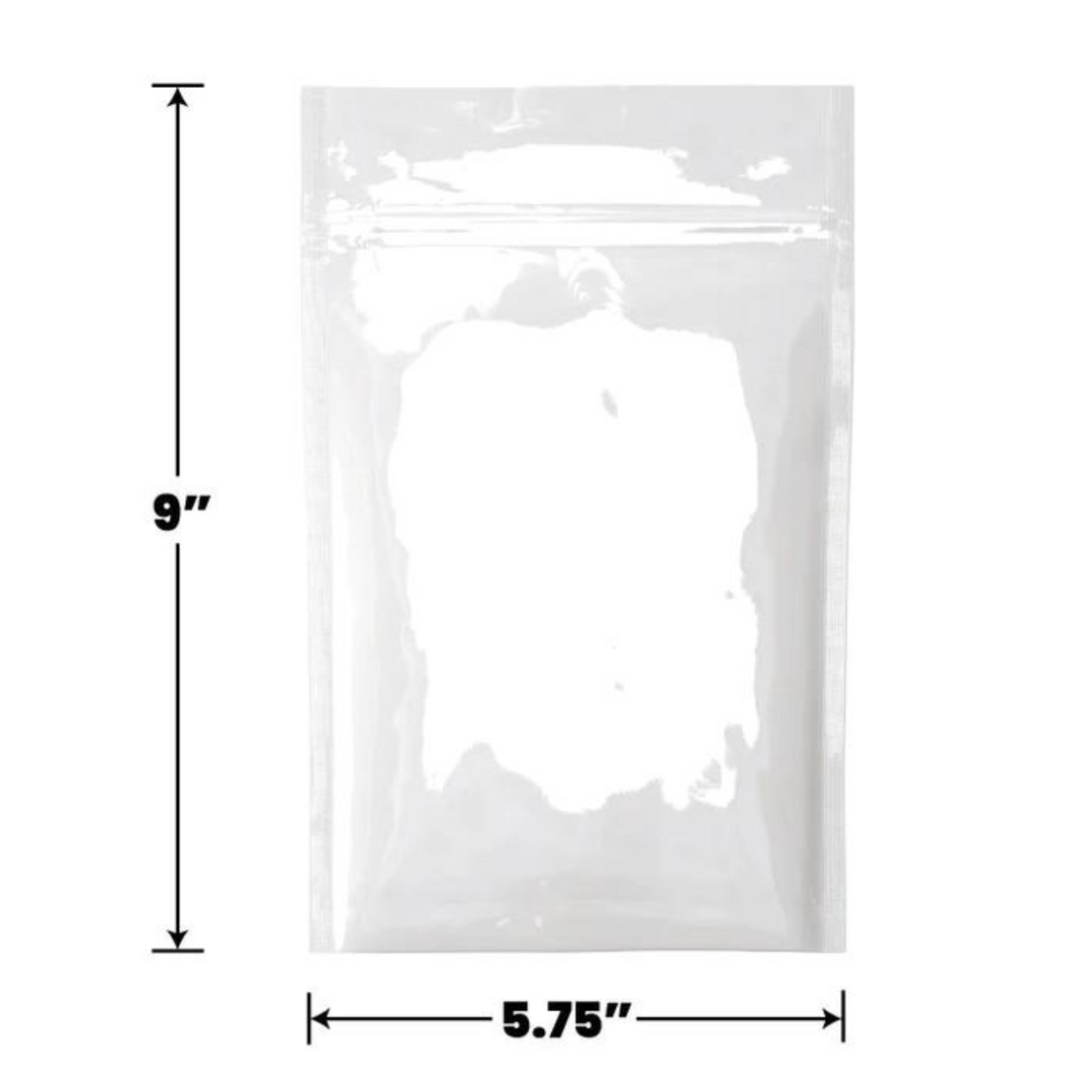 Bolsas Mylar Blancas 1 oz (28 gramos) - Blanco/Transparente