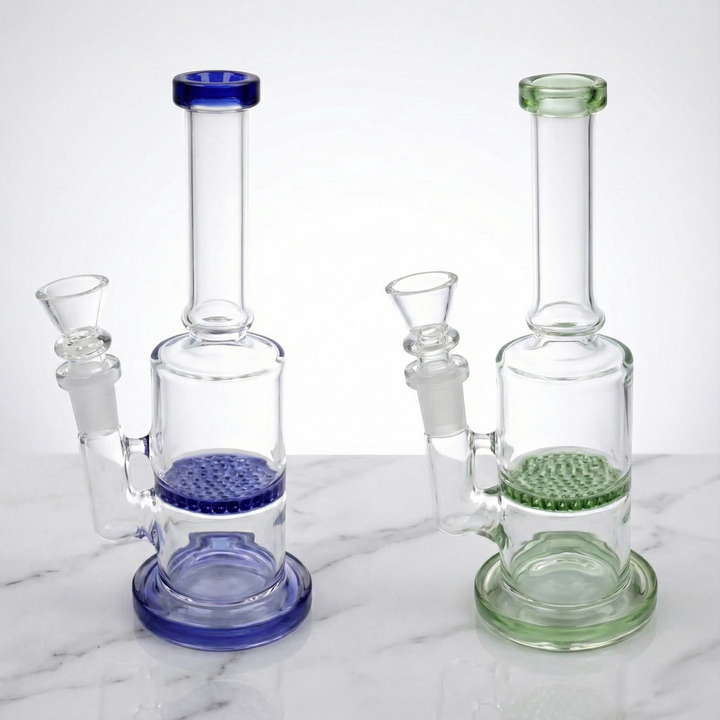 BONG DE VIDRIO CON PERCOLADOR HONEYCOMB - 20.5CM