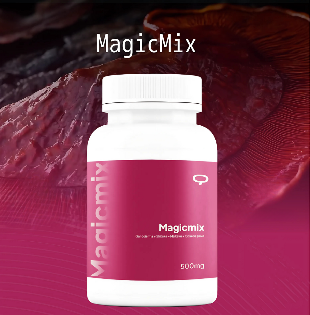 Frasco de Magic Mix en cápsulas con etiqueta magenta, Bloommart Colombia