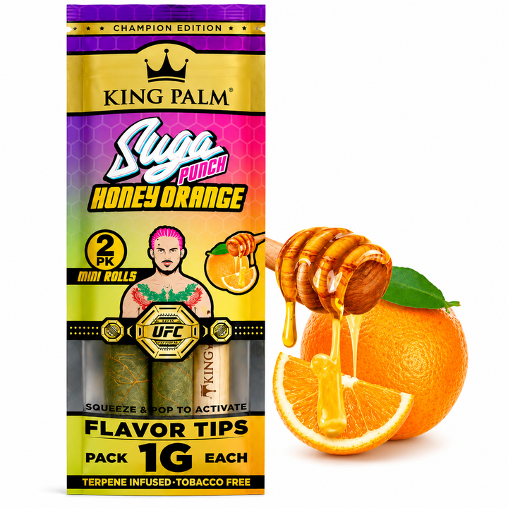 King Palm Suga Punch, pack de mini rolls de hoja de palma sabor miel y naranja