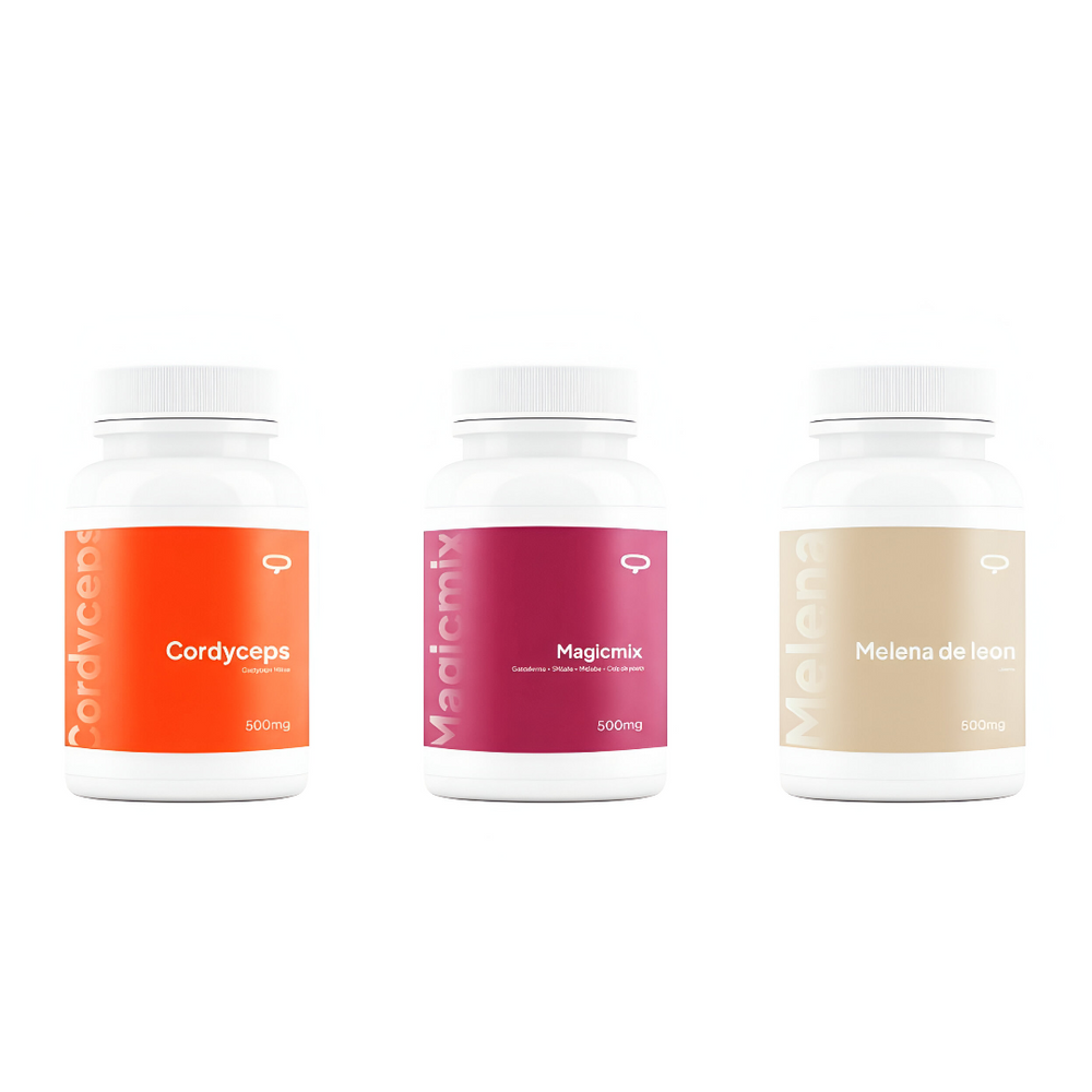 Kit Hongos Funcionales: frascos de Melena de León, Cordyceps y Magic Mix