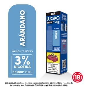 WAKA Creator 15000 puffs pod sabor arandano con 3 porciento de nicotina recargable - Bloommart Colombia