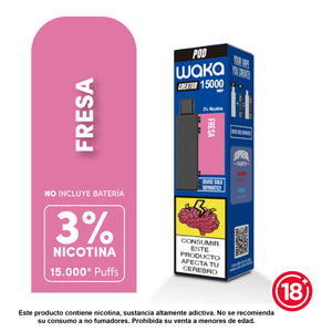 Pod WAKA Creator 15000 puffs sabor fresa 3 porciento nicotina cartucho compatible bateria WAKA Bloommart