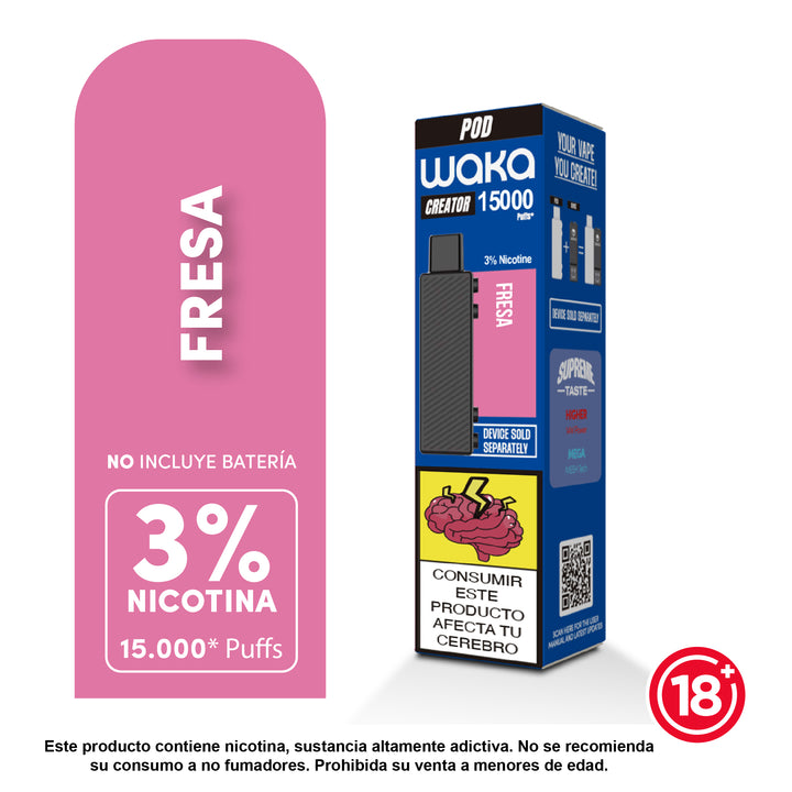  Pod Waka Creator 15000 Puffs sabor fresa 3% nicotina - Vape desechable Waka en Colombia