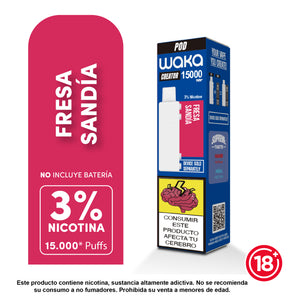 WAKA Creator 15000 puffs sabor fresa sandia con 3 porciento nicotina pod recargable - Bloommart Colombia