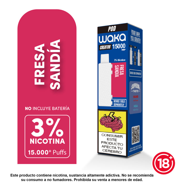 Waka Creator 15000 Puffs sabor Fresa sandía 3% nicotina - Vape desechable con 15000 caladas