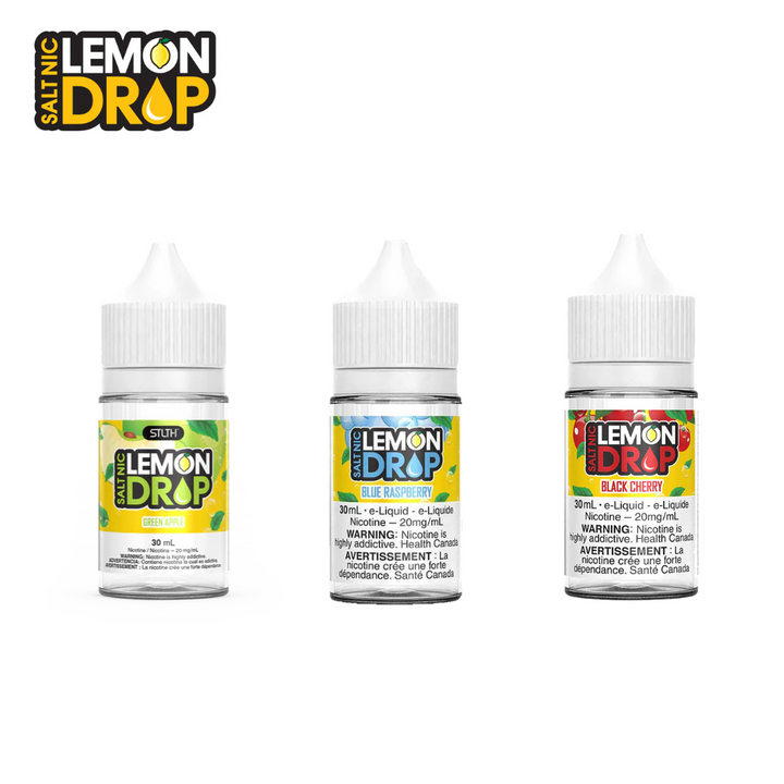 Botella de Lemon Drop sales de nicotina 30 mL sobre fondo claro