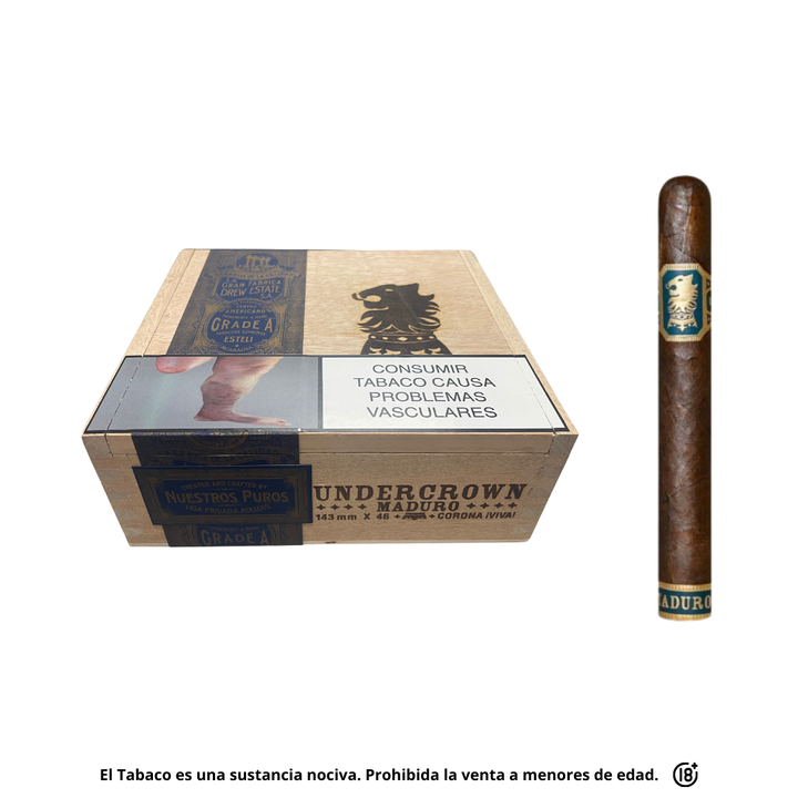 Tabacos Undercrown Maduro Corona Nicaragua en caja de 25 unidades, puros artesanales con sabor robusto y aromas intensos – Tienda Bloommart Colombia