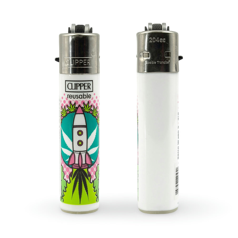 Clipper Astro Weed diseño fucsia teal cohete espacial pop-art