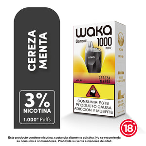 Vape desechable WAKA Mini Diamond 1000 puffs sabor cereza menta - Bloommart Colombia