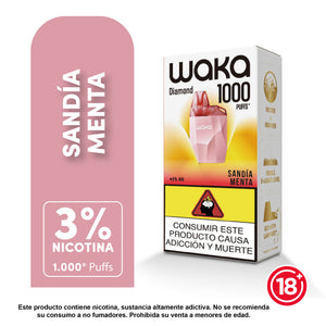 Vaporizador desechable WAKA Mini Diamond 1000 puffs sabor sandía menta - Bloommart