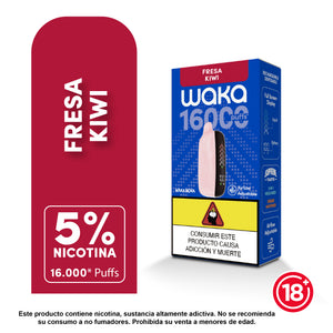 WAKA Nova 16000 puffs sabor fresa kiwi vape desechable recargable con pantalla LED Bloommart Colombia