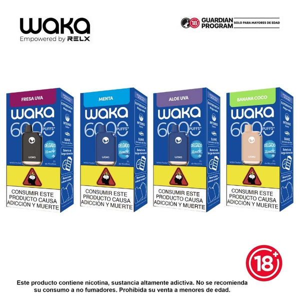 Vaporizador WAKA Pocket 6000 puffs desechable recargable con 3 porciento nicotina - Bloommart Colombia