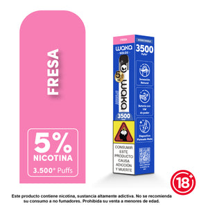 WAKA Solo 2 3500 puffs sabor fresa desechable con 5 porciento de nicotina - Bloommart Colombia