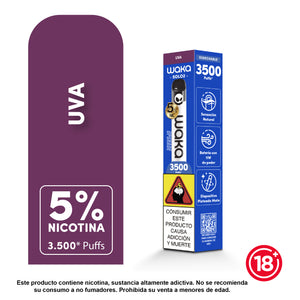 Vaporizador WAKA Solo 2 desechable 3500 puffs sabor uva con 5 porciento nicotina - Bloommart Colombia