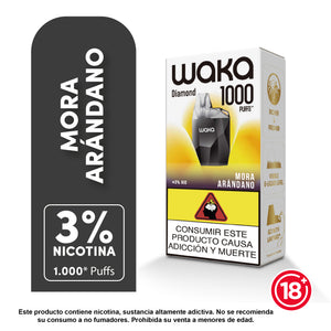 WAKA Mini Diamond 1000 puffs sabor mora arándano - vape desechable compacto Bloommart