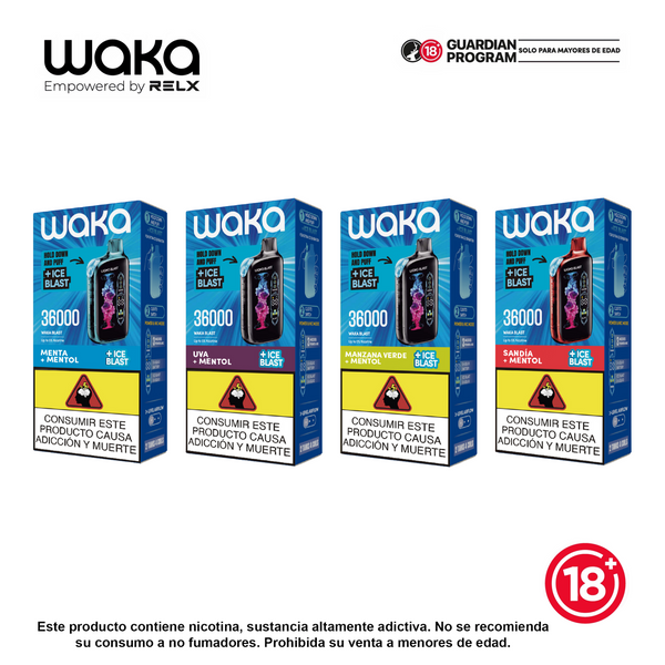 Vaporizadores WAKA Blast 36000 puffs Ice Blast con 5 porciento nicotina sabores variados - Bloommart Colombia