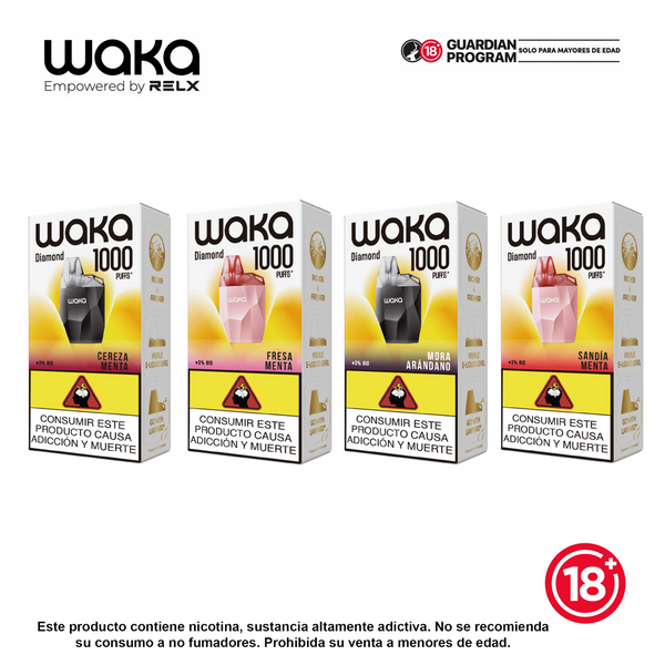 Vaporizadores WAKA Mini Diamond 1000 puffs desechables en diferentes sabores - Bloommart Colombia