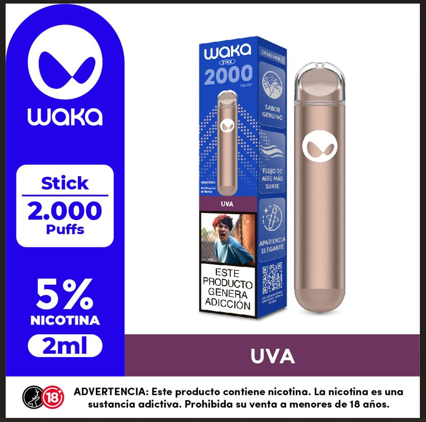 WAKA Stick 2K Vape Desechable 2000 Puffs 5% Nicotina