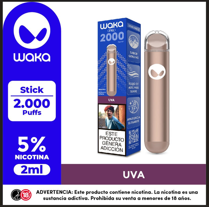 WAKA Stick 2K Vape Desechable 2000 Puffs 5% Nicotina