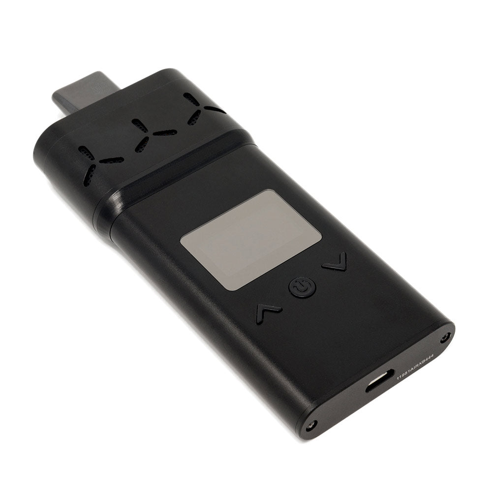 AirVape X de perfil: el canto de 12 mm y el puerto Micro-USB