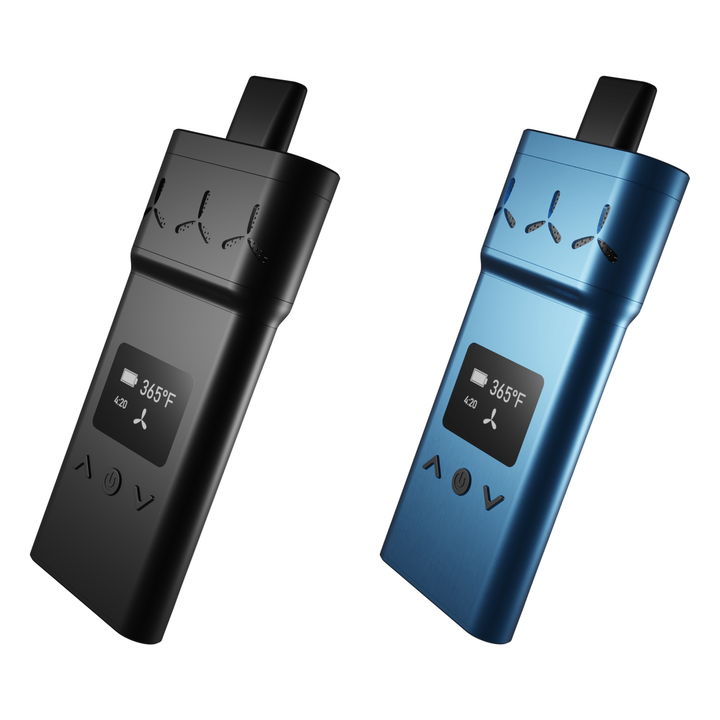 AirVape X en sus dos acabados de fábrica, negro y azul metálico