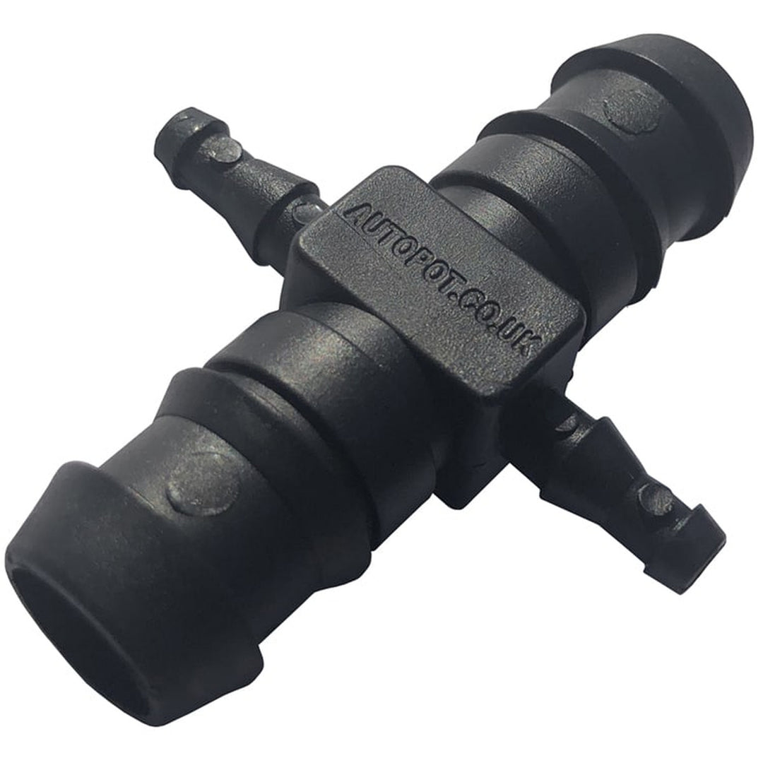 Conector en cruz 16mm a 6mm AutoPot - pieza de union cruzada para riego automatico