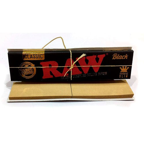 RAW Black Connoisseur King Size Slim abierto, papeles ultra finos y filtro pronto para arma