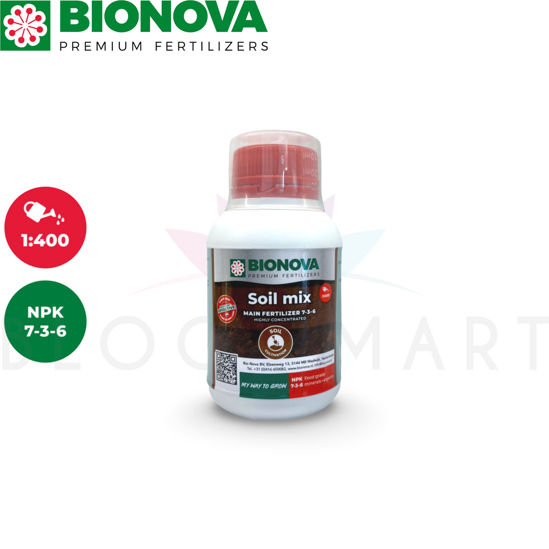 Bionova Soil Mix 250ml – nutrientes NPK 7-3-6 para crecimiento y floración