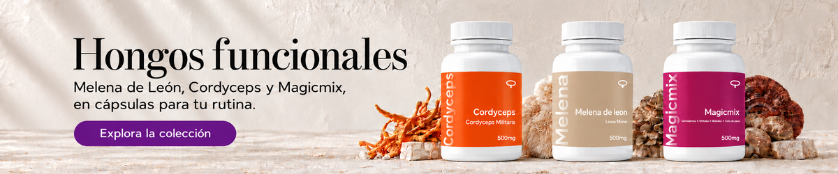 Hongos funcionales: Melena de León, Cordyceps y Magicmix, en cápsulas para tu rutina. Explora la colección.