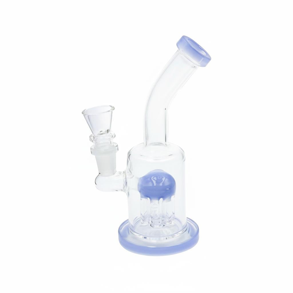 Bong de vidrio 18 cm con percolador árbol, color azul claro, base estable de 9,5 cm y bowl 14 mm.