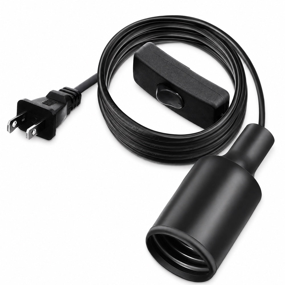 Cable portalámpara E26 E27 con interruptor y enchufe tipo A, una unidad individual