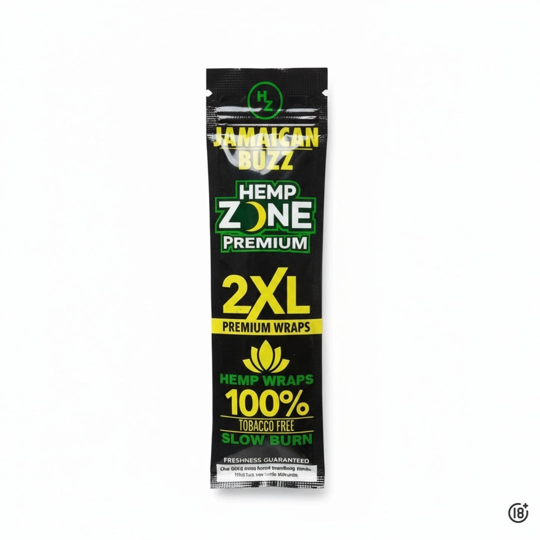 Wraps Hemp Zone Jamaican Buzz 2XL de combustión lenta, libres de tabaco y nicotina.