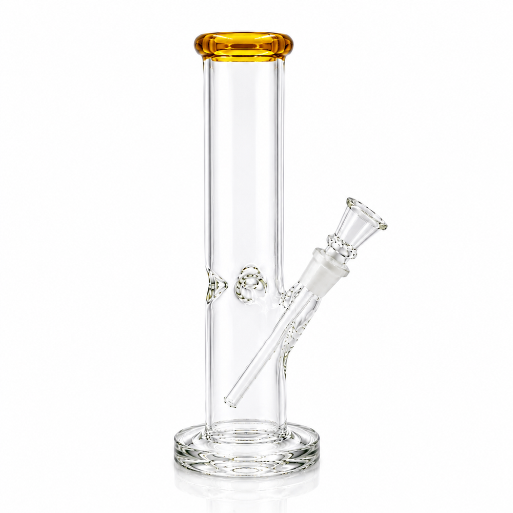 Bong de vidrio amarillo de 20 cm con base ancha estable