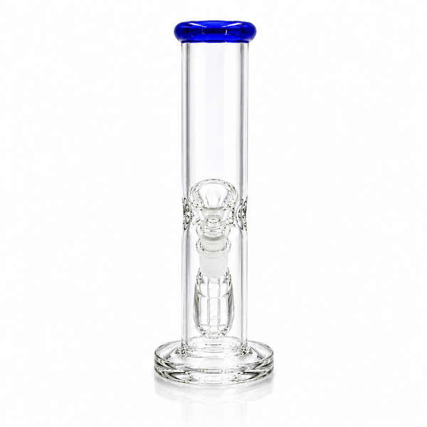 Detalle del percolador difusor dentro del bong de vidrio azul
