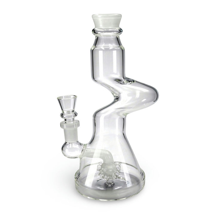 Bong de vidrio 19 cm en ángulo lateral mostrando la proporción cuerpo-cámara y base estable