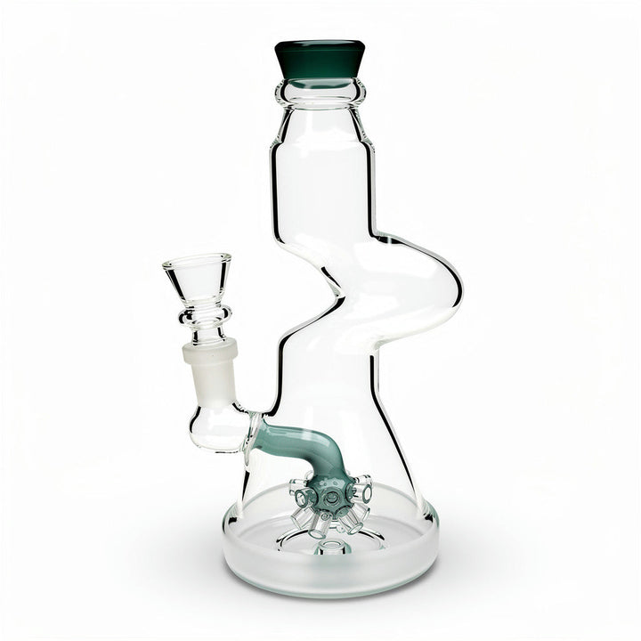 Detalle del downstem con difusor del bong de 19 cm Bloommart, filtración por agua para humo suave