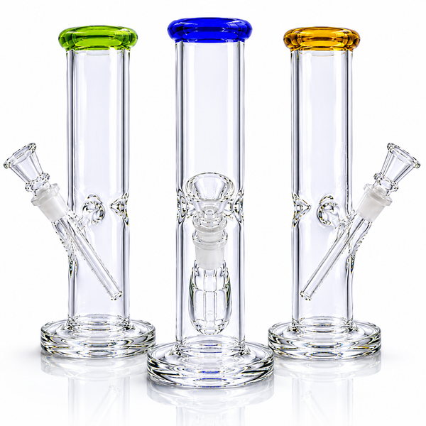Bong de vidrio de colores de 20 cm con percolador en azul, verde y amarillo, Selección Bloommart