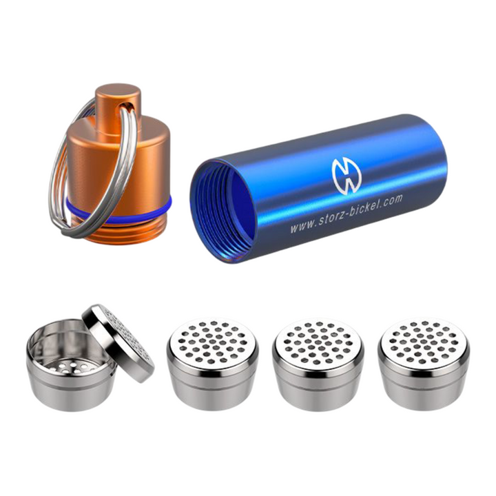 Capsule Caddy Storz Bickel despiece tapa cuerpo 4 dosing capsules abiertas cerradas