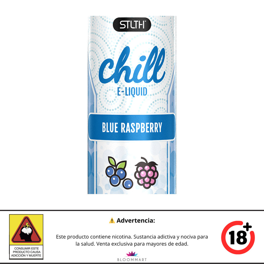 Etiqueta azul del e-líquido Chill Blue Raspberry base libre de STLTH