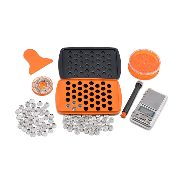 Dosing Capsule Filling Set Storz &amp; Bickel kit completo con 40 capsulas dosificadoras moledor Herb Mill XL espatula embolo magazine y bascula