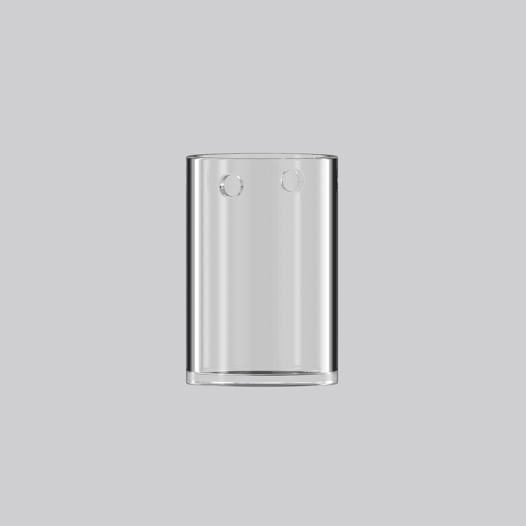 Inserto de cuarzo del Dr. Dabber Switch GO visto de frente, con sus dos orificios laterales