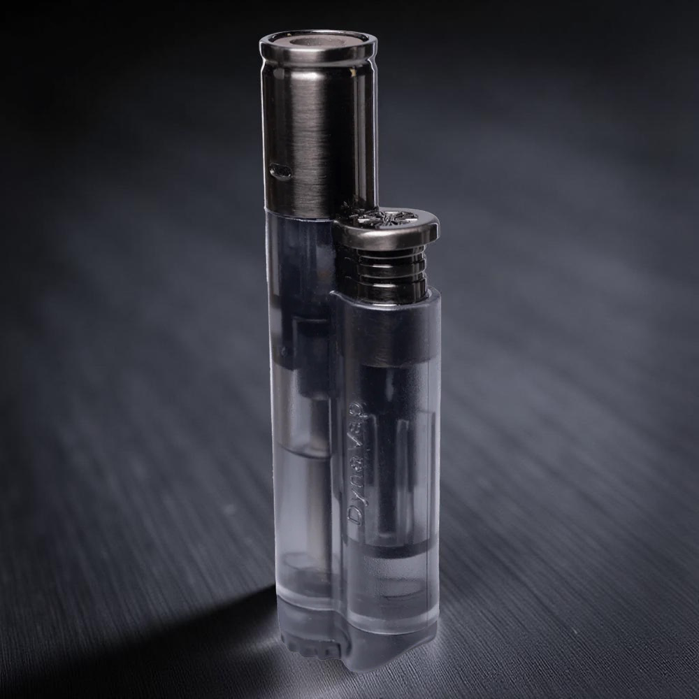 DynaTorch Single Flame soplete oficial DynaVap con cuerpo translúcido, llama única jet, ignición click-down y tanque butano recargable