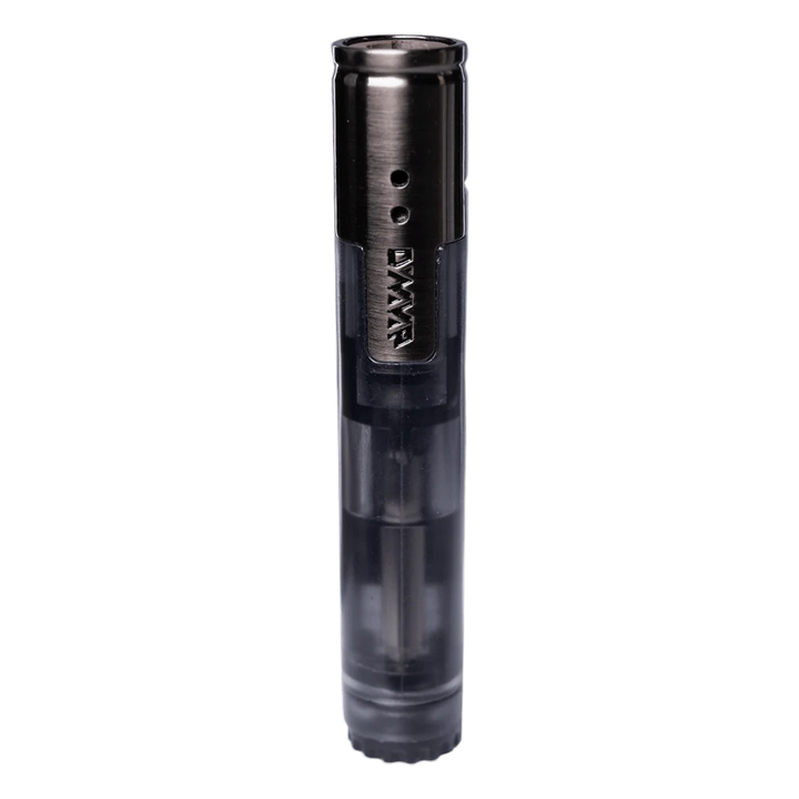 DynaTorch Single Flame vista frontal vertical mostrando logo DynaVap grabado, cuerpo translúcido y llama única para vaporizadores